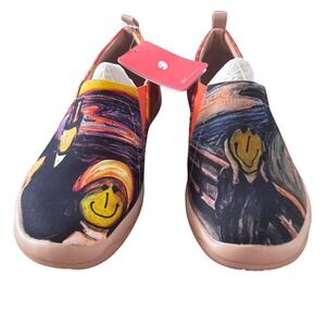 UIN Toledo Art Print Slip On Shoes The Scream Smiley Face Mens 8.5 M1010005 NEW